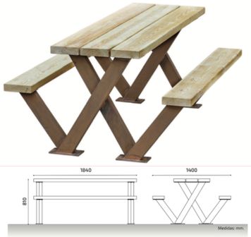 conjunto picnic mesa y banquetas rustic