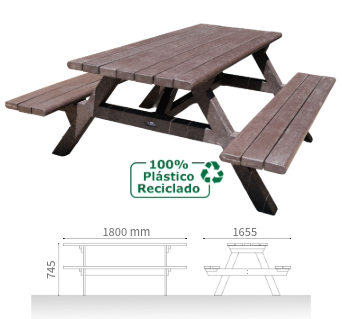 Mesa picinic plástico reciclado