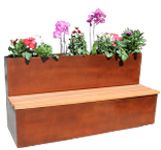 banco urbano corten con jardinera grea