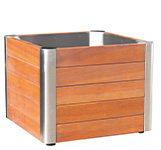 jardinera de madera tropical y acero wood